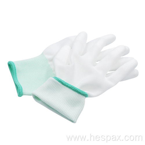 Hespax White Polyester Electrical PU Safety Gloves Work